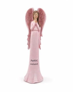 Dekoračný ružový anjel „Anjelíček strážniček“ (24 cm)