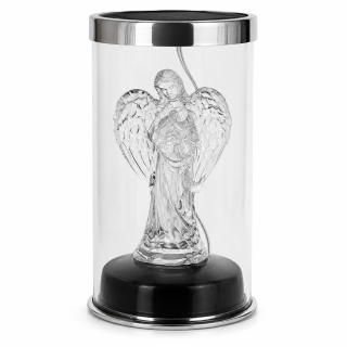 Solárny LED kahanec na hrob s anjelom – Strieborný 15,5 cm