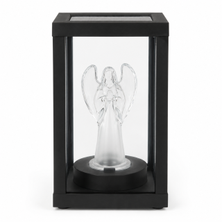 Solárny LED náhrobný lampáš s anjelom Subito Cortina SL3 – Čierny 20 cm