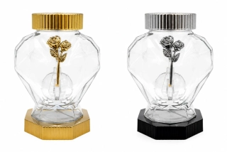 Solárny náhrobný lampáš s ružou Cortina – 21,5 cm