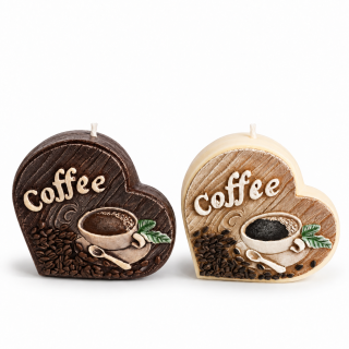 Dekoračná sviečka v tvare srdca Coffee, 10 × 11 cm
