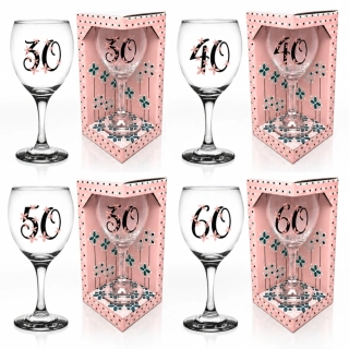 Darčekový pohár na víno k narodeninám 455 ml – 30, 40, 50, 60 rokov
