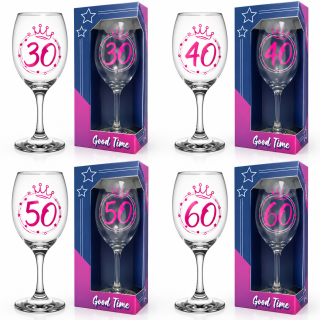 Darčekový pohár na víno k narodeninám 580 ml – 30, 40, 50, 60 rokov