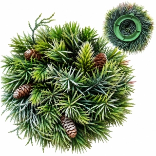 Vianočný veniec z borovicového ihličia so šiškami, Ø 32 cm