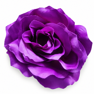 Veľká umelá kvetinová hlava ruža – fialová / purpurová, priemer 13 cm, výška 8 cm