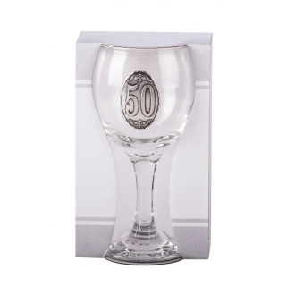 Pohár na víno s cínovým štítkom Vintage 50