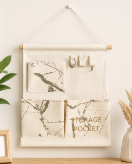 Závesný organizér na dvere 30x34 cm – krémová farba | Úložný priestor pre malé predmety
